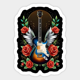 Electric guitar brown and blue 18 Sticker